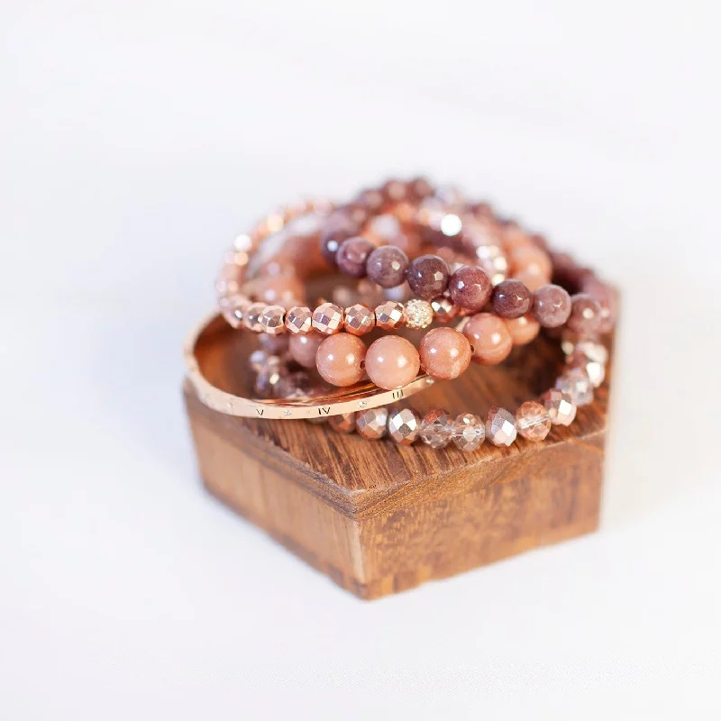 women’s colorful bracelets-Dusty Rose Summer Bracelet Stack