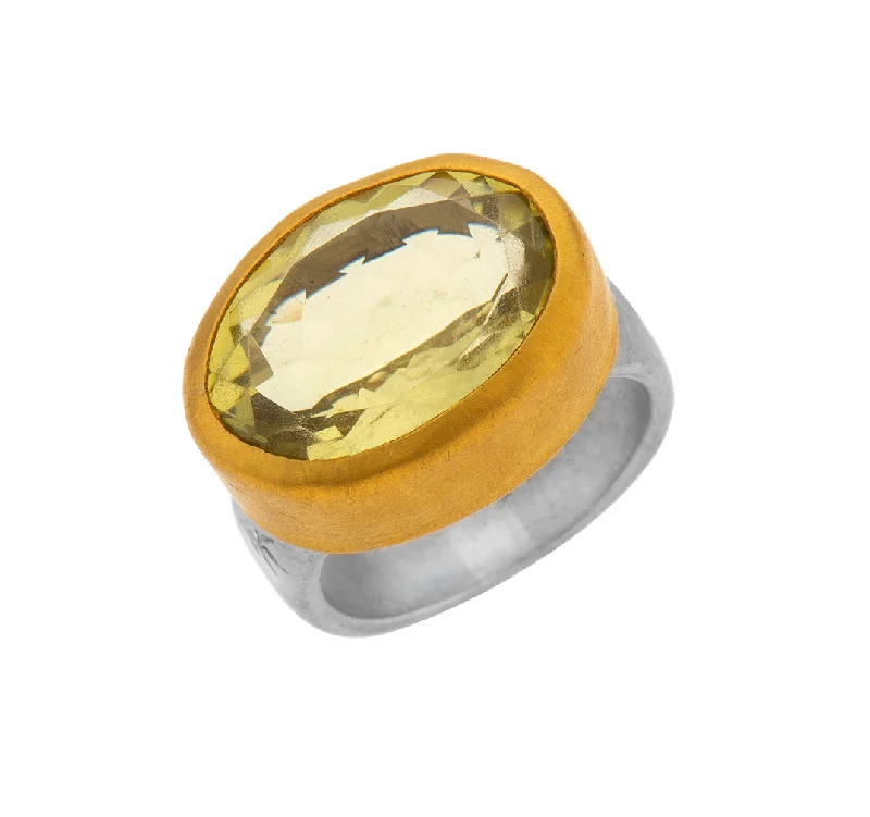 women’s stacking rings-Nava Zahavi Lemon Quartz Ring