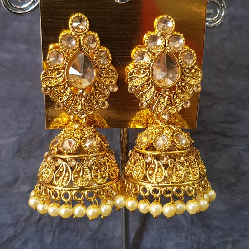 women’s zirconia earrings-Shreeji Gold Plated Crystal Stone Jhumki Earrings