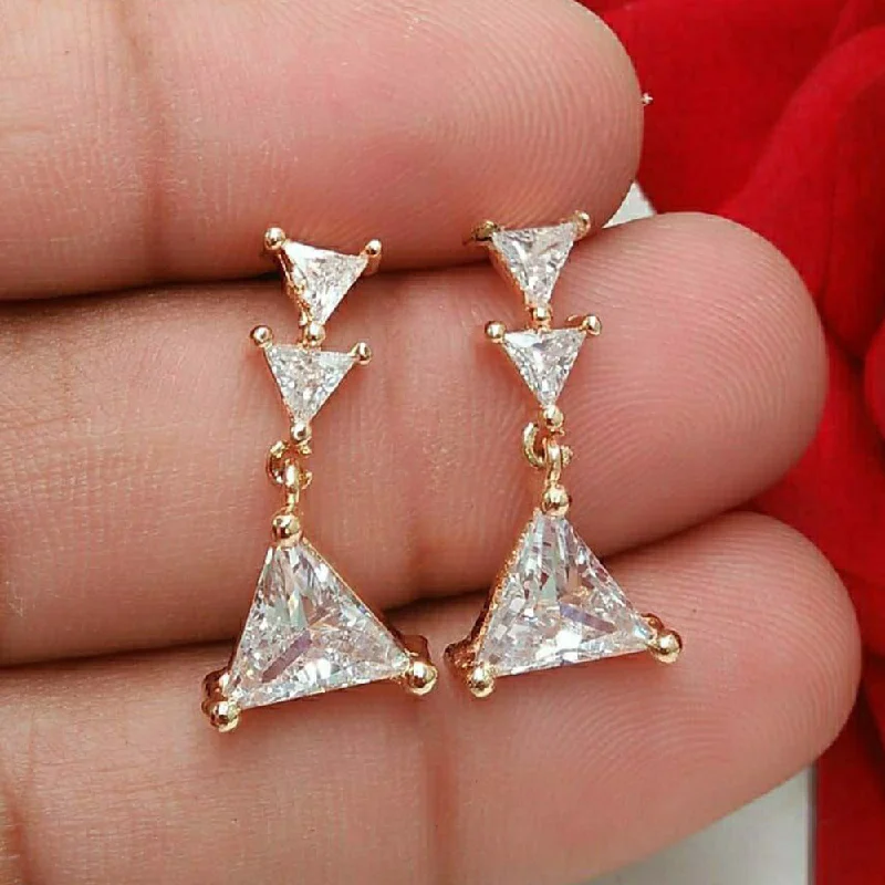 women’s wedding earrings-Aamrapali  Gold  Plated  American  Diamond  Dangler  Earrings