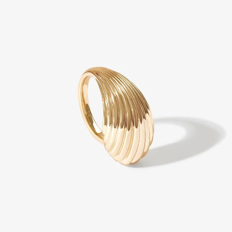 women’s statement engagement rings-Rossi shell ring