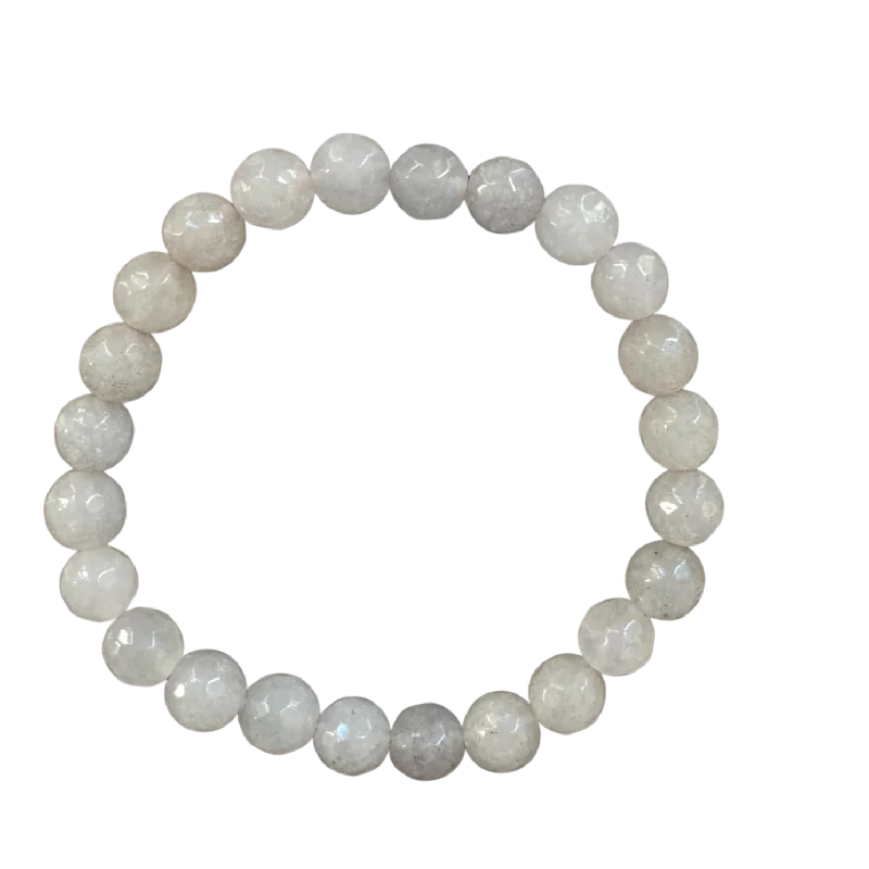 women’s chunky bracelets-Light Dove Grey Faceted Jade 8mm Bracelet