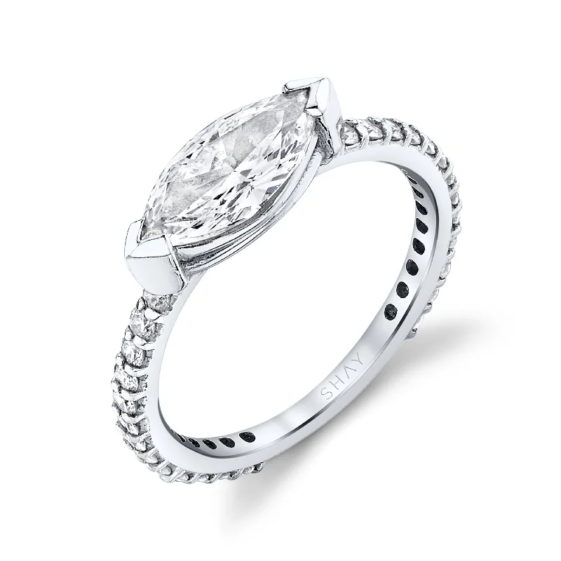 women’s luxury rings-DIAMOND SOLITAIRE MARQUISE PINKY RING