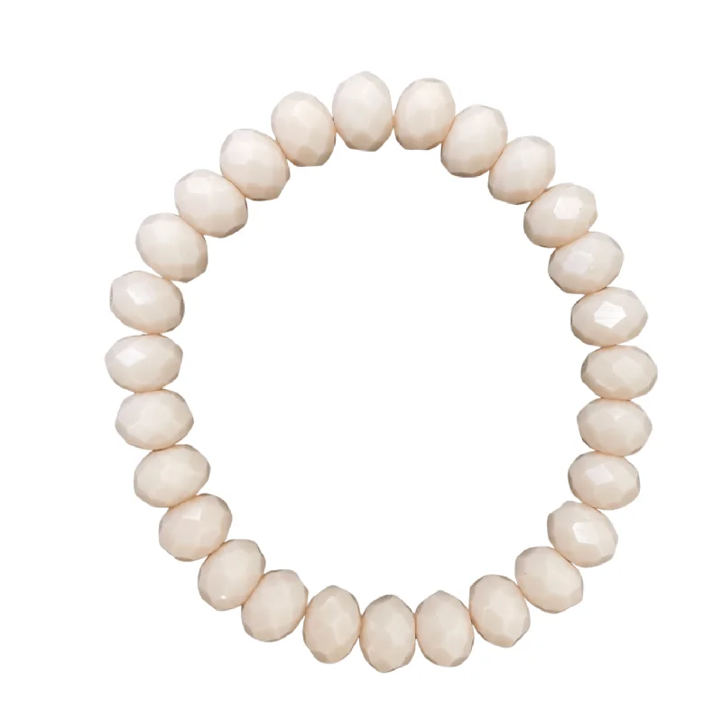 women’s rose gold bracelets-Light Peach Jade Faceted Rondelle 8mm Bracelet