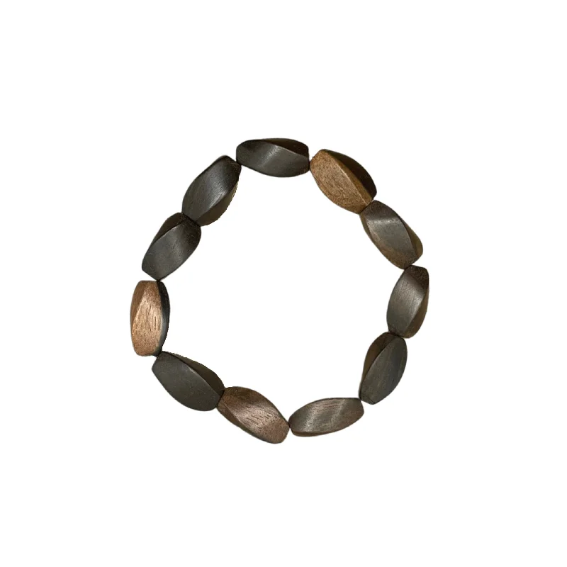 women’s gold bracelets-Wood Twist Dark Small Bracelet