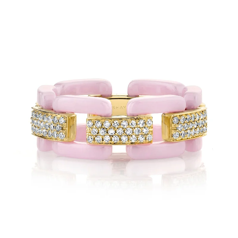 Pink Ceramic/Yellow Gold/Dia