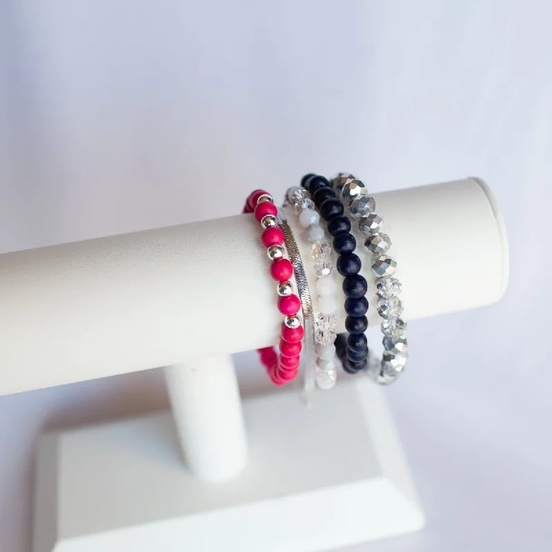 women’s birthday bracelets-Pink Ink Bracelet Stack