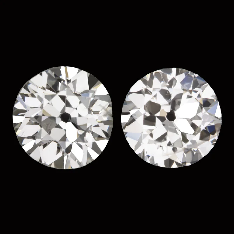 women’s trendy earrings-1 CARAT OLD EUROPEAN CUT DIAMOND STUD EARRINGS I-J SI1-SI2 VINTAGE PAIR NATURAL