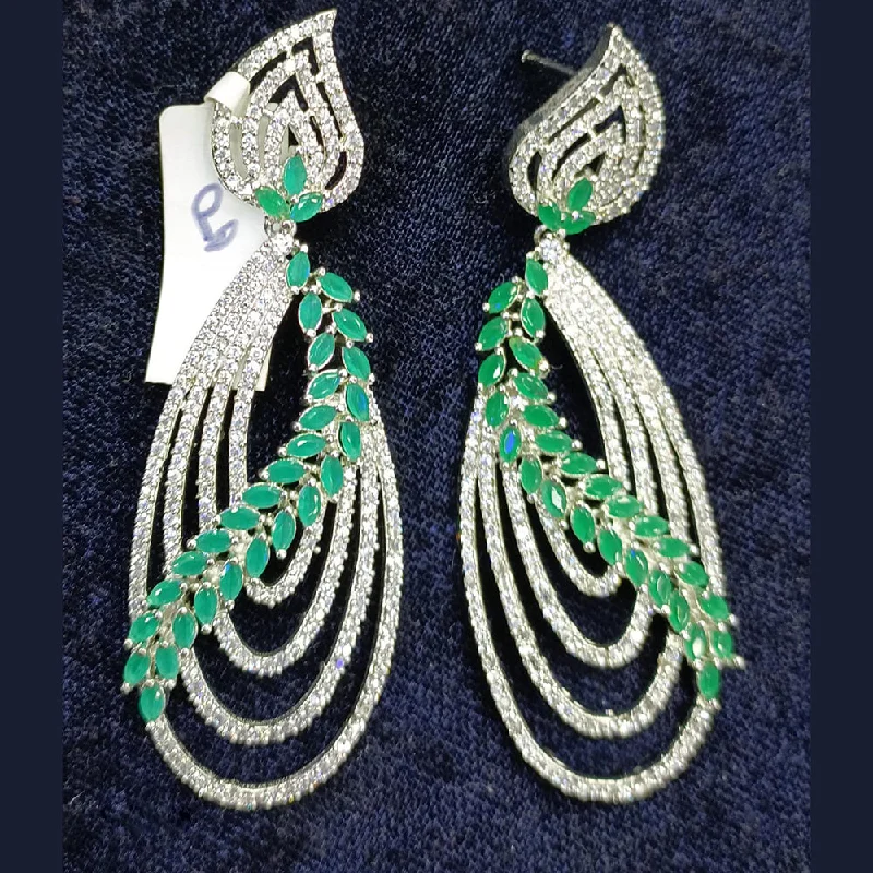 women’s hoop earrings with diamonds-Jain Jewellers Silver Plated AD Dangler Earrings