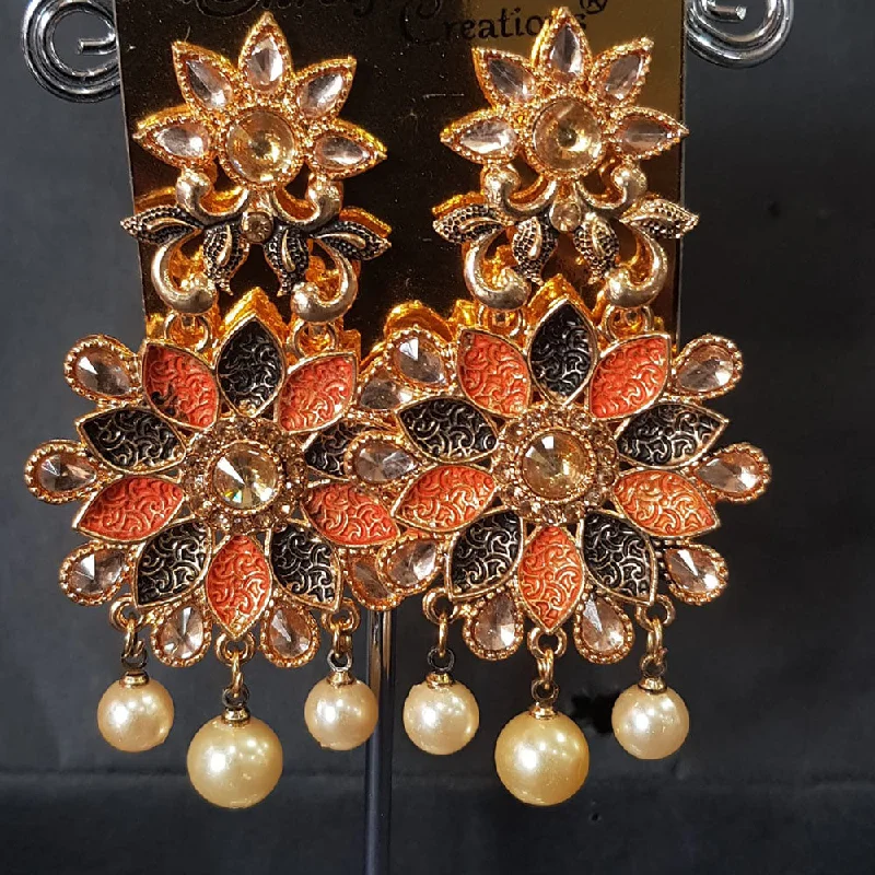 women’s diamond drop earrings-Shreeji Gold Plated Crystal Stone Dangler Earrings