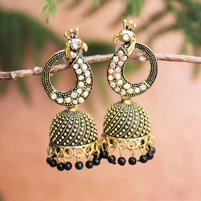 women’s oval earrings-H K Fashion Gold Plated Austrian Stone Jhumki Earrings