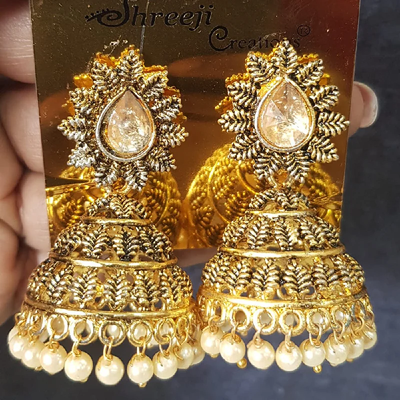 women’s butterfly earrings-Shreeji Gold Plated Crystal Stone Jhumki Earrings