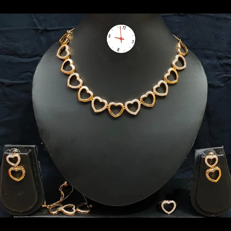 women’s long gold necklaces-Manisha Jewellery Austrian Stone Heart Shape Necklace Set