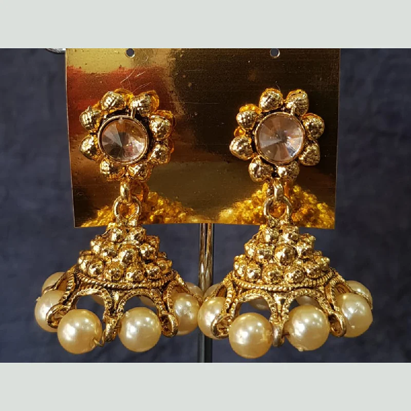 women’s chic earrings-Shreeji Gold Plated Crystal Stone Jhumki Earrings