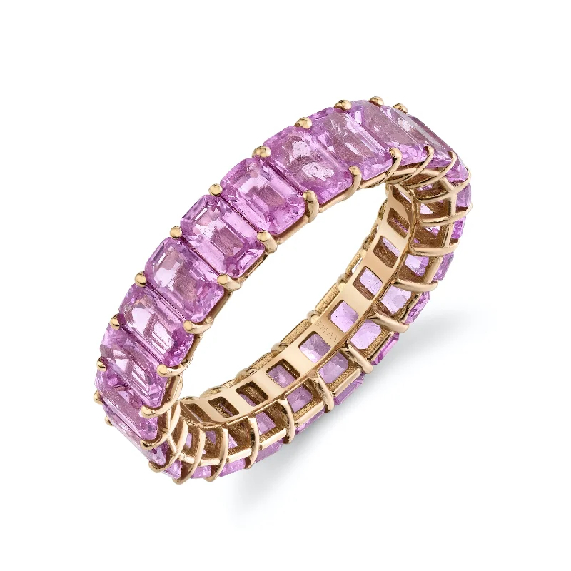 women’s men’s rings-READY TO SHIP PINK SAPPHIRE ETERNITY BAND