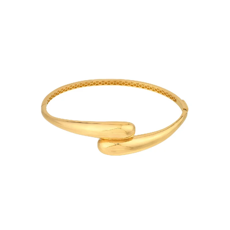 women’s designer bangles-Puffy Gold Bypass Bangle