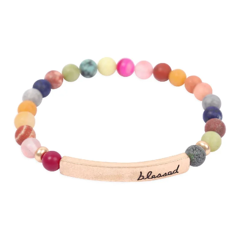 women’s bohemian bangles-Blessed Bar Dark Bracelet