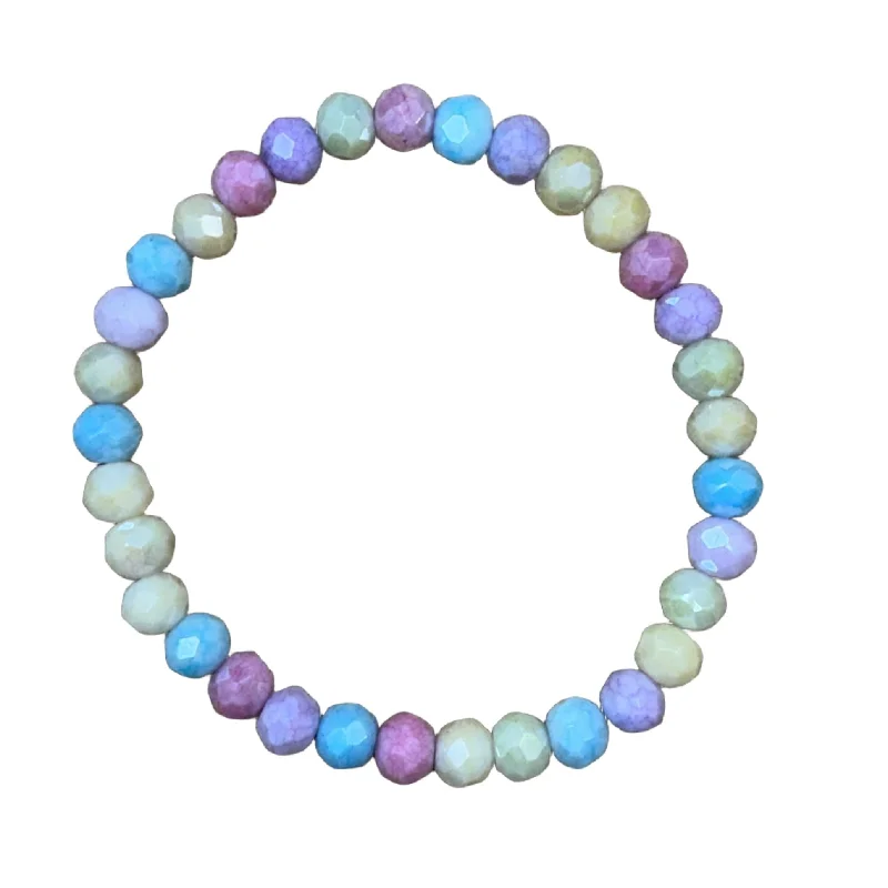 women’s colorful bracelets-Pastel Rainbow Mix AB Faceted Rondelle 6mm Bracelet