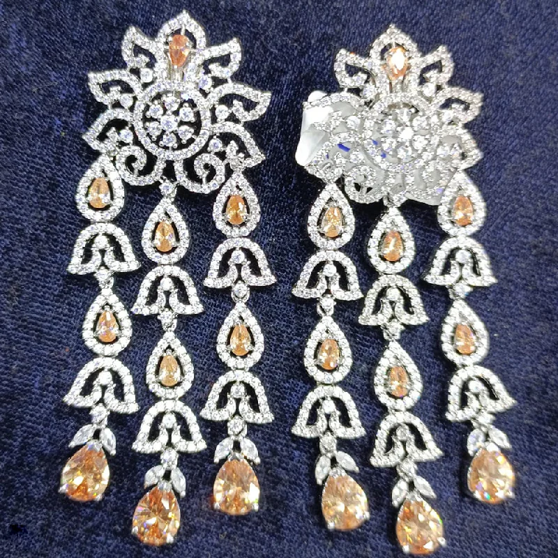 women’s gold drop earrings-Jain Jewellers Silver Plated AD Dangler Earrings