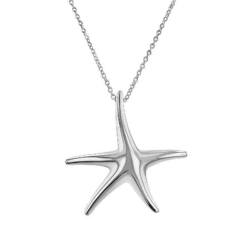 women’s boho necklaces-Elsa Peretti Starfish Pendant Necklace in Sterling Silver