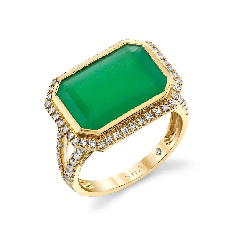 women’s engagement rings with diamonds-READY TO SHIP GREEN ONYX VERT RING