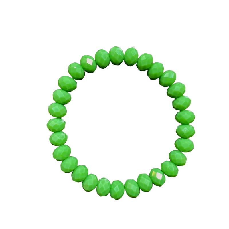 women’s elegant bangle bracelets-Grass Green Faceted Rondelle 8mm Bracelet