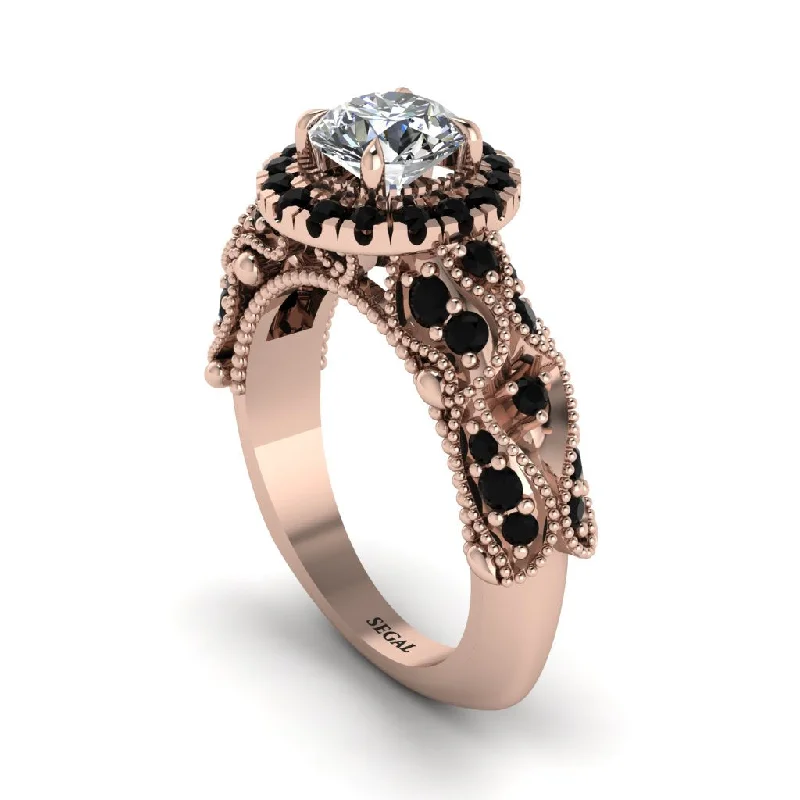 women’s engagement rings with colored stones-Exclusive Halo Diamond Milgrain Engagement Ring - Kendra No. 32