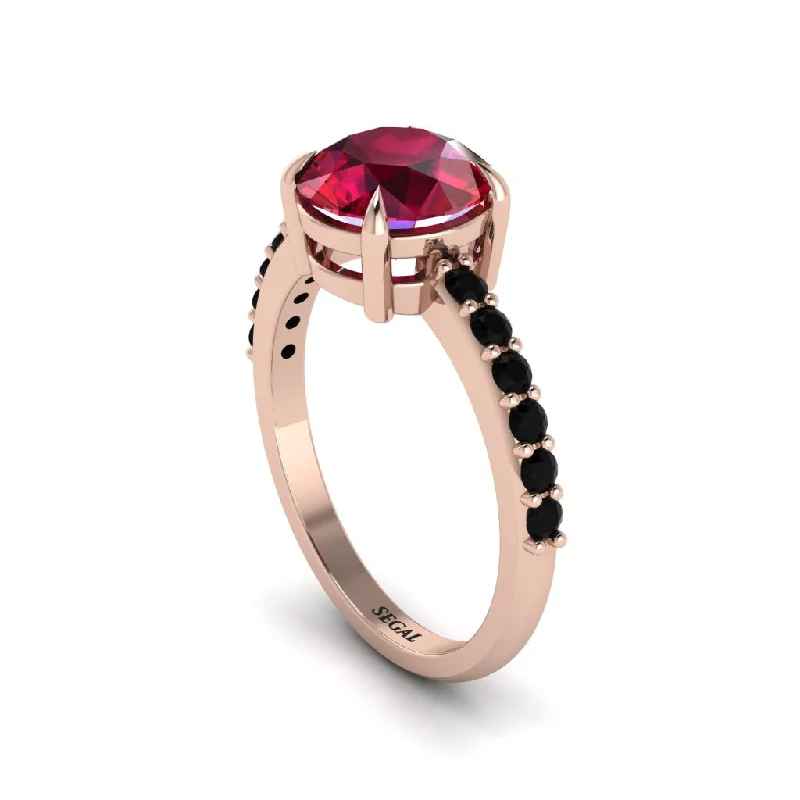 women’s halo setting engagement rings-Traditional Ruby Engagement Ring - Elaine No. 41