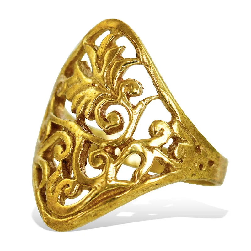 women’s luxury rings-<span>RBR-007<span>: </span></span>Bridal Flower Ring - Brass