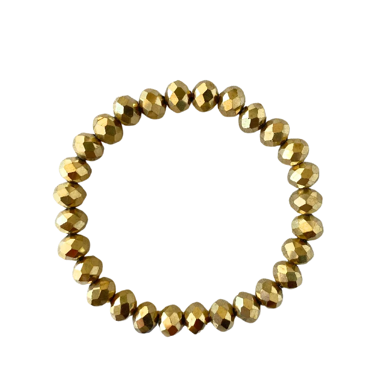 women’s chic bracelets-Light Gold Faceted Rondelle 8mm Bracelet