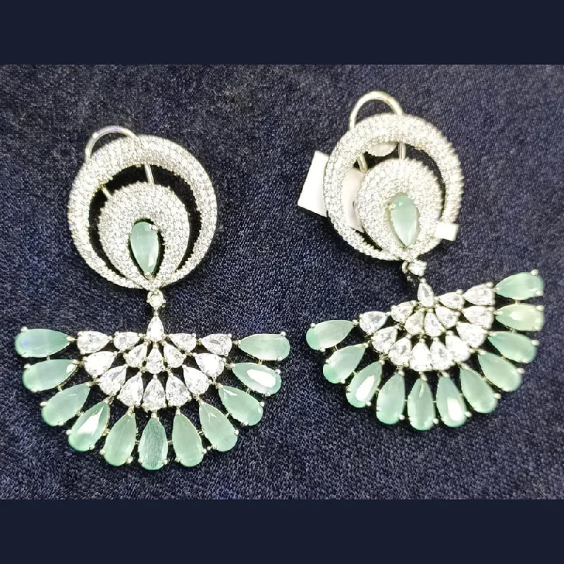 women’s vintage drop earrings-Jain Jewellers Silver Plated AD Dangler Earrings