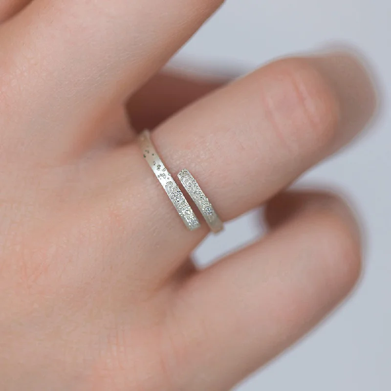 women’s trendy rings-DIAMOND DUSTED EMBRACED ADJUSTABLE RING