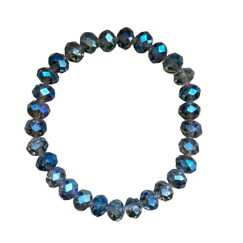 women’s silver bangles-Montana Blue Faceted Rondelle 8mm Bracelet