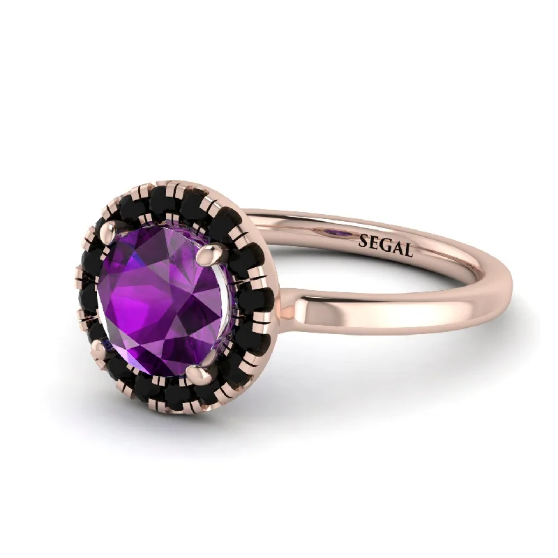 women’s sapphire engagement rings-1ct Round Amethyst Engagement Ring - Natalia No. 308