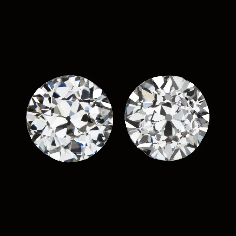 women’s luxury earrings-1 CARAT GIA CERTIFIED I VS2 OLD EUROPEAN CUT DIAMOND STUD EARRINGS VINTAGE PAIR