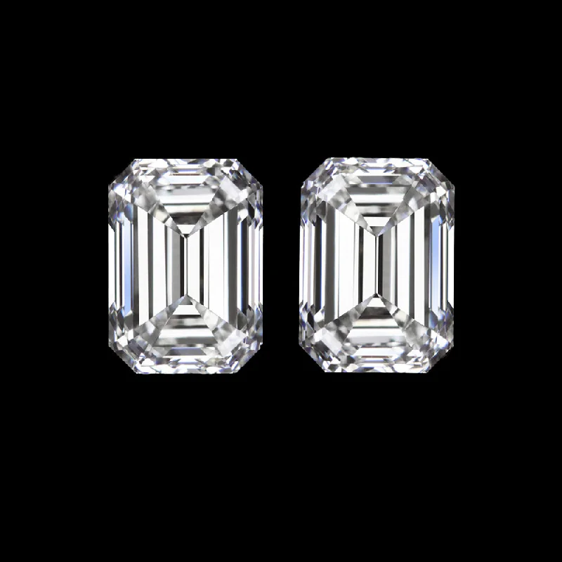 women’s large stud earrings-2 CARAT F VS1 LAB CREATED DIAMOND STUD EARRINGS EMERALD CUT PAIR CERTIFIED GROWN