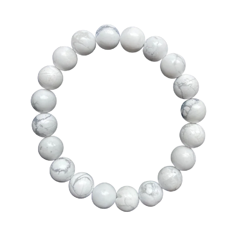 women’s elegant bangle bracelets-White Magnesite 10mm Bracelet