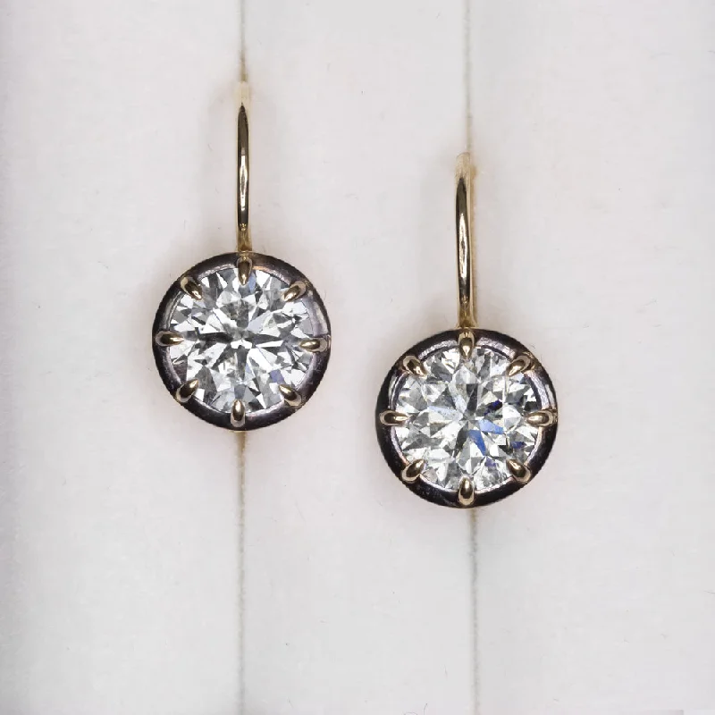 women’s elegant drop earrings-2.60ct DIAMOND DROP EARRINGS VINTAGE STYLE COLLET VICTORIAN ROUND YELLOW GOLD