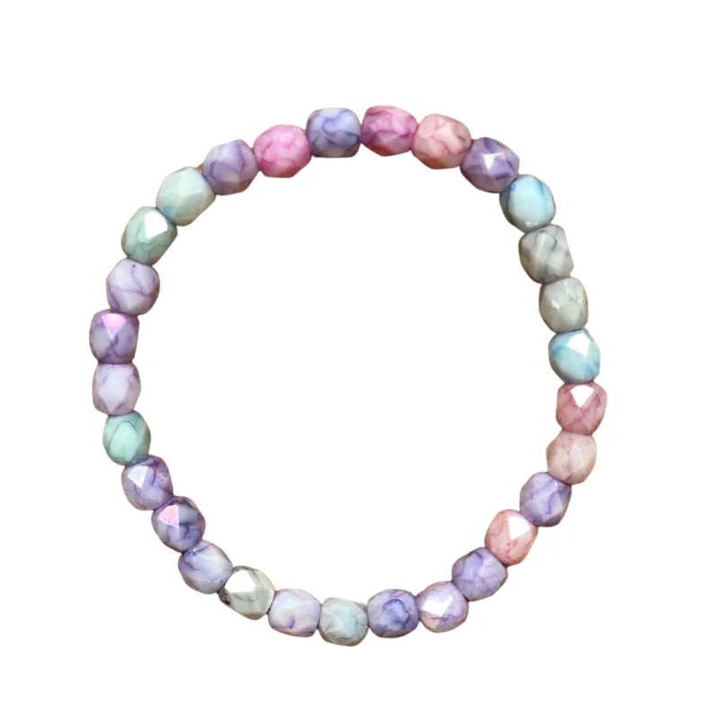 women’s sterling silver bracelets-Pastel Candy Mix Faceted 6mm Bracelet