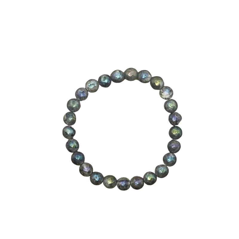 women’s bangles-Larvikite Marble Labradorite AB Faceted 8mm Bracelet