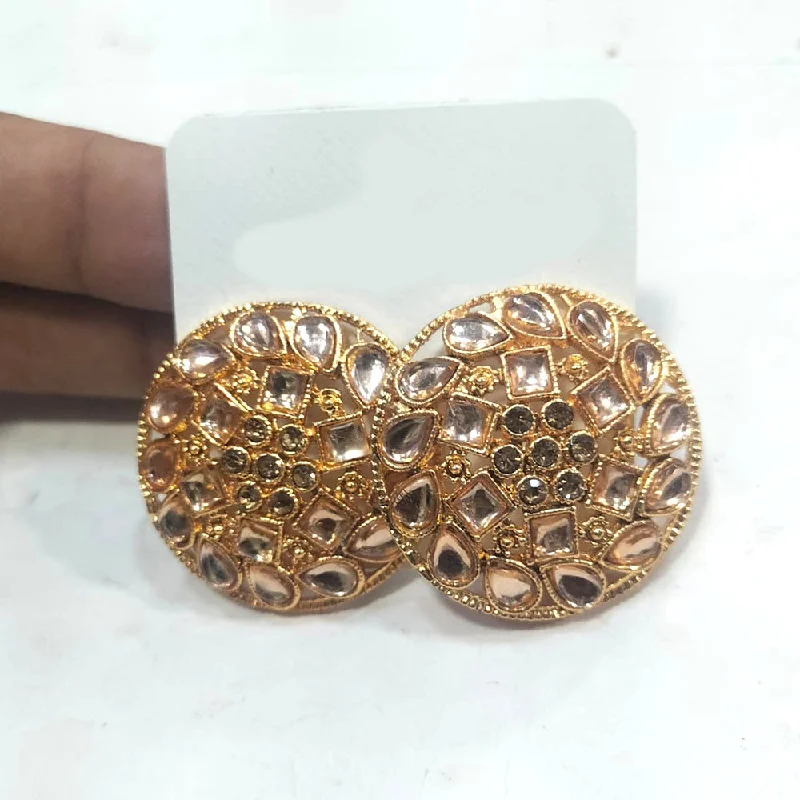 women’s hoop earrings with pearls-Manisha Jewellery Gold Plated Kundan Stone Stud Earrings