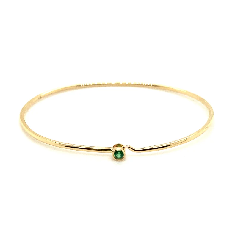 women’s gold bangles-Bezel Set Gemstone Bangle