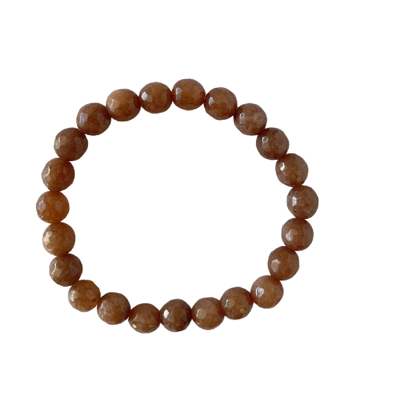 women’s custom bracelets-Chocolate Faceted Jade 8mm Bracelet