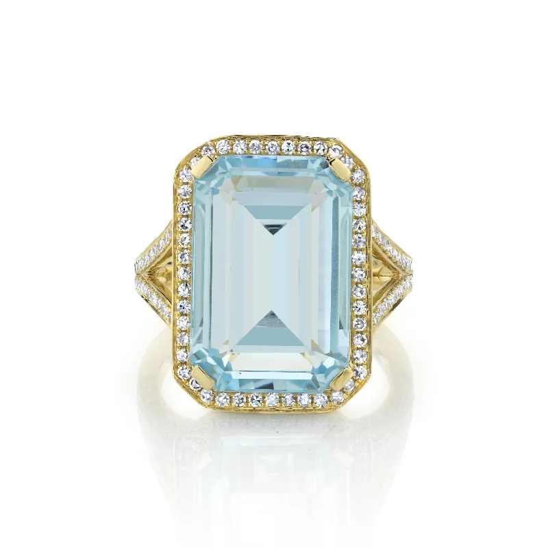 Yellow Gold/Light Blue Crystal