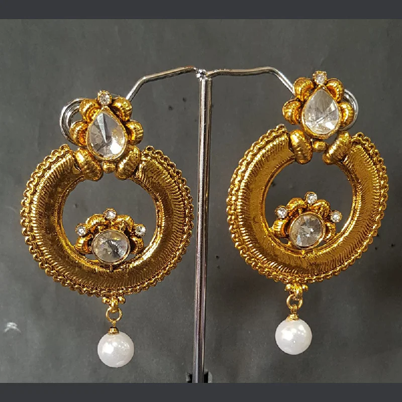 women’s sapphire earrings-Shreeji Gold Plated Crystal Stone Dangler Earrings