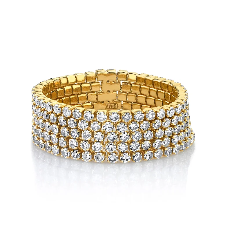 women’s luxurious wedding rings-DIAMOND 5 THREAD STACK RING