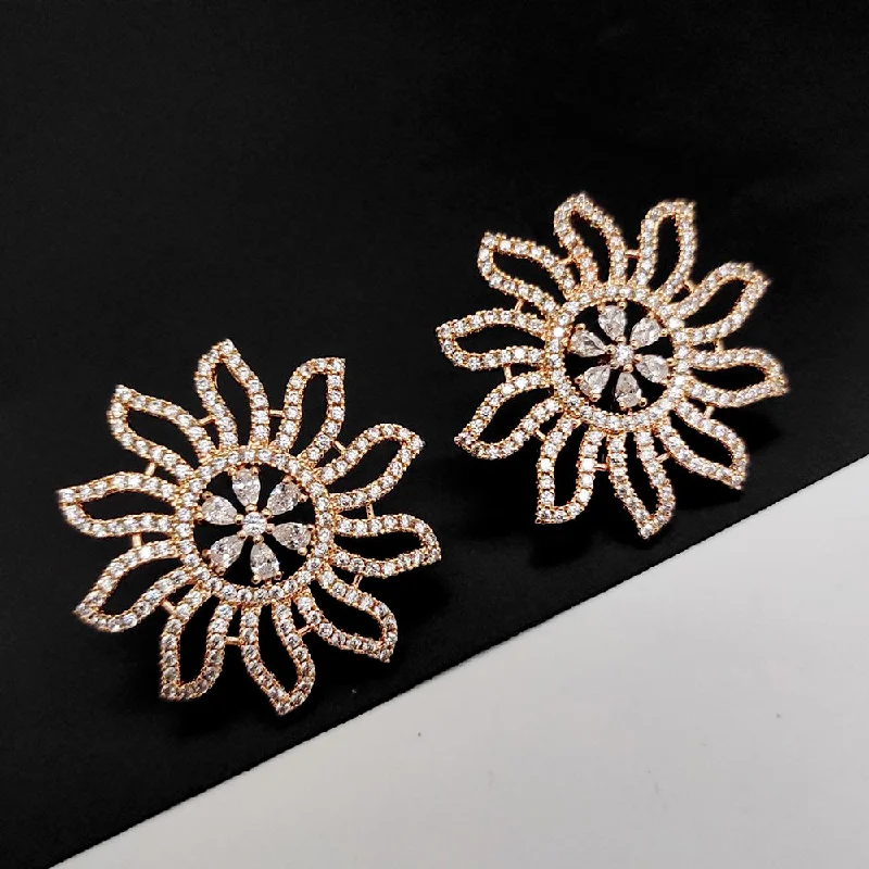 women’s double stud earrings-Aamrapali  Rose Gold American  Diamond  Stud  Earrings