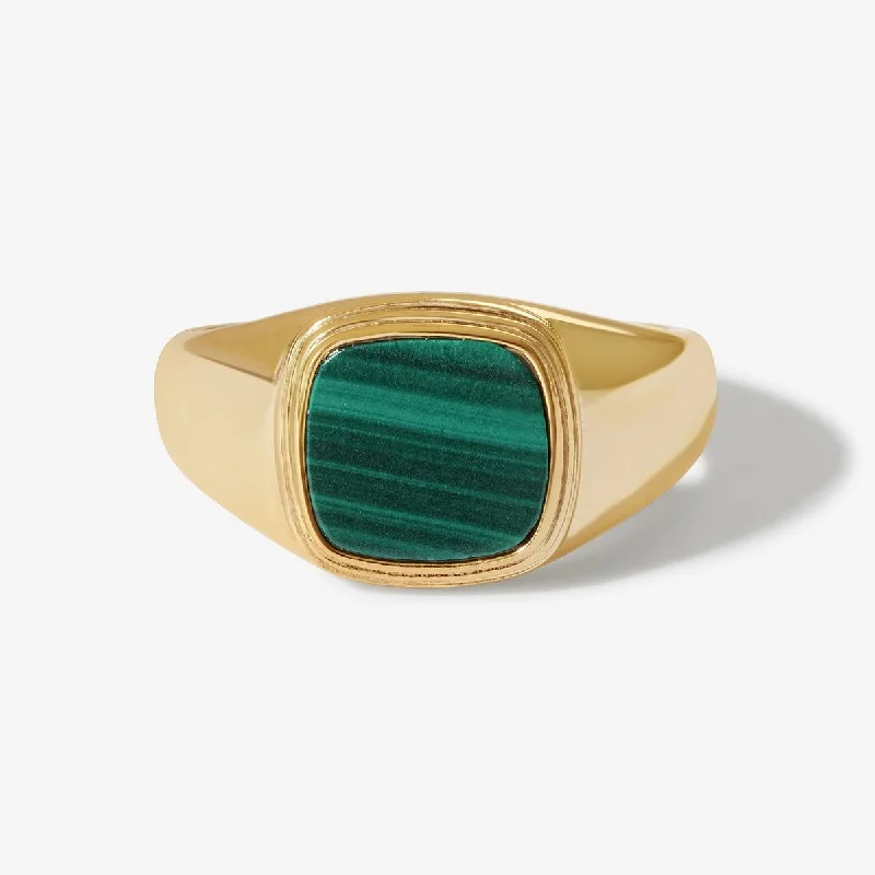 women’s trendy engagement rings-Saburo malachite signet ring