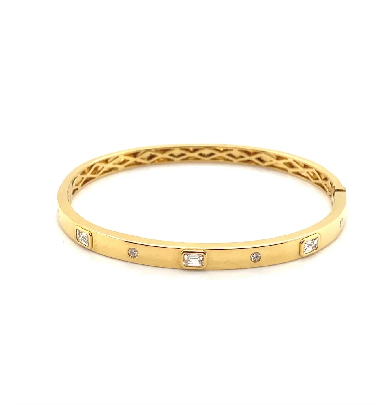 women’s enamel bangles-Bezel Set Diamond Hinged Bangle