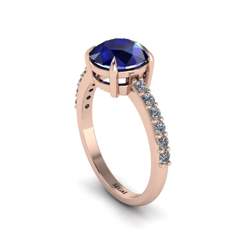 women’s stackable diamond engagement rings-Traditional Sapphire Engagement Ring - Elaine No. 14